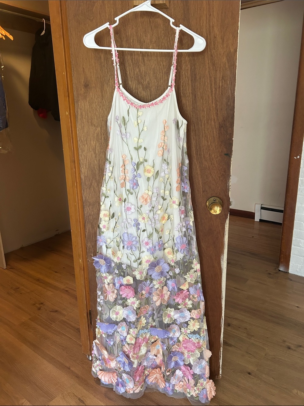 SHEIN Floral Embroidered Multicolor Slip Dress
